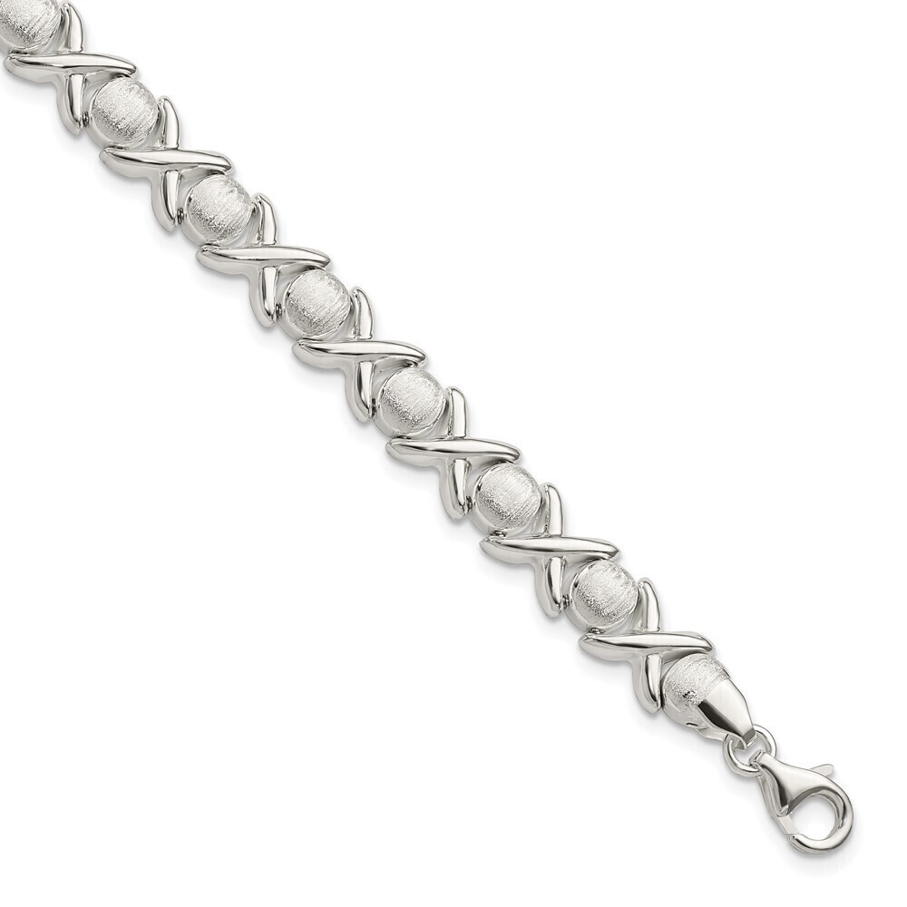 Kazi Luxury Sterling Silver Polished and Satin X and O Bracelet